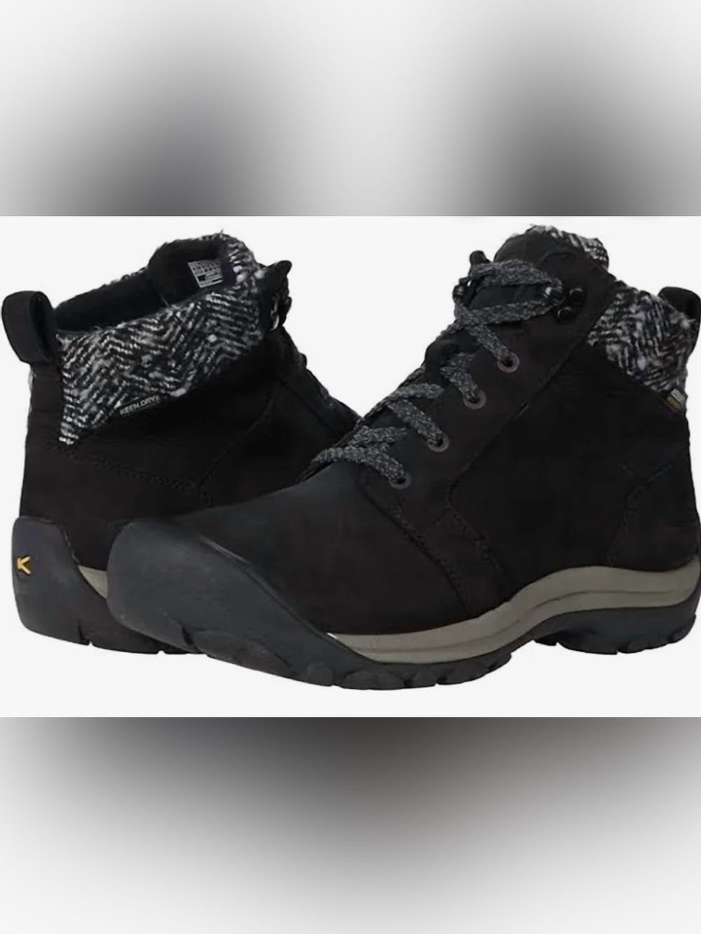 Keen Black Women's Lace-Up Winter Boots with Knit Collar
